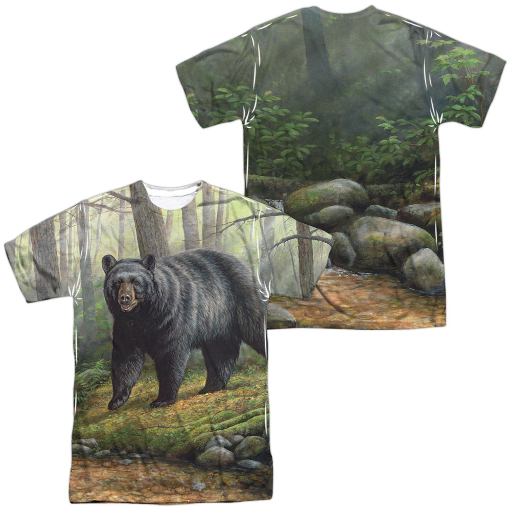 Wild Wings - Woodland Morning (Front/back Print) - Short Sleeve Adult Poly Crew - White T-shirt