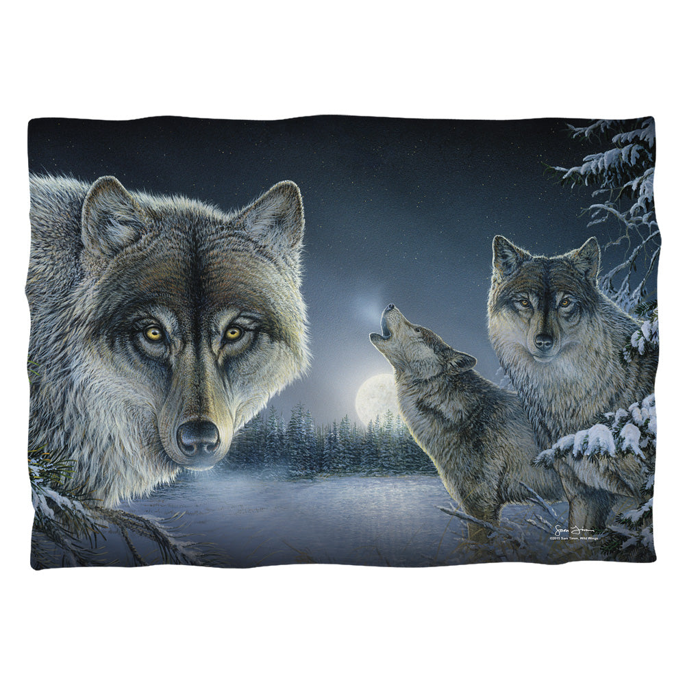 Wild Wings - Midnight Wolves 2 - Pillow Case - White