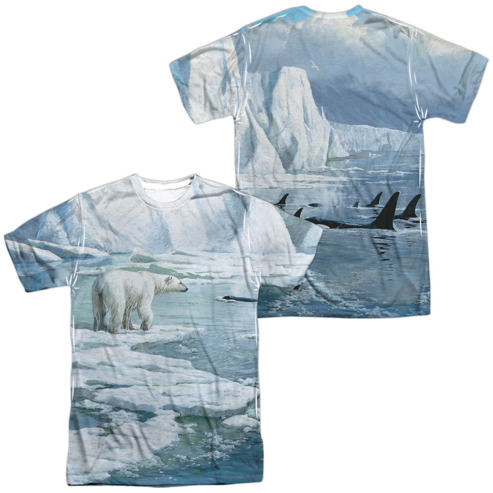 Wild Wings - Glaciers Edge (Front/back Print) - Short Sleeve Adult Poly Crew - White T-shirt