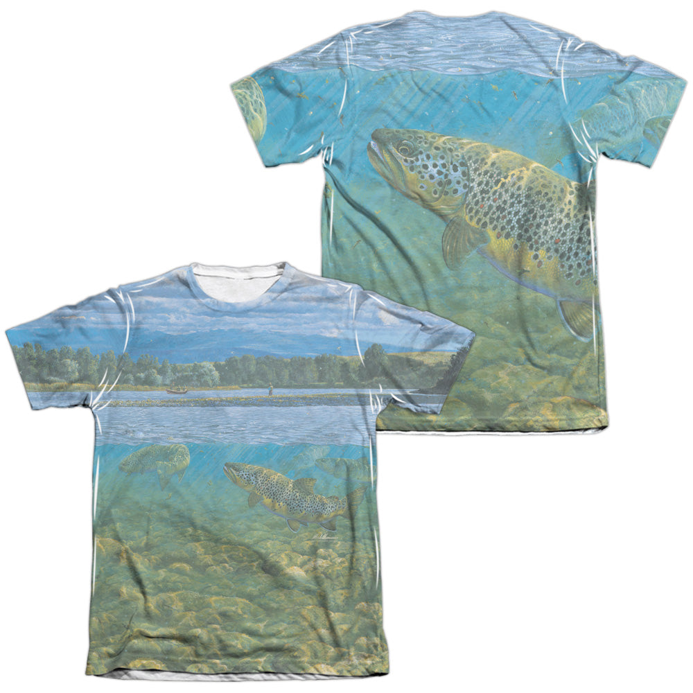 Wild Wings - Bighorn River (Front/back Print) - Adult Poly/cotton Short Sleeve Tee - White T-shirt