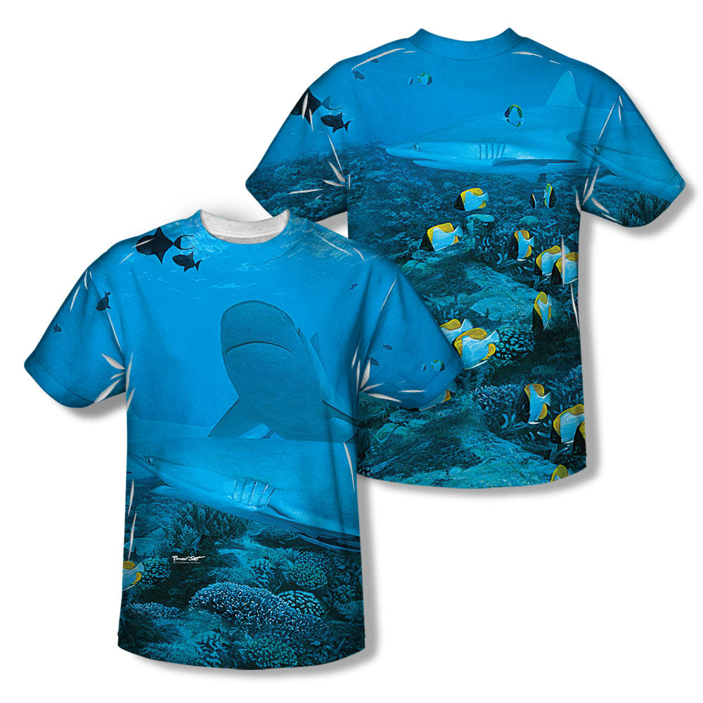 Wild Wings - Frenzy (Front/back Print) - Short Sleeve Youth Poly Crew - White T-shirt