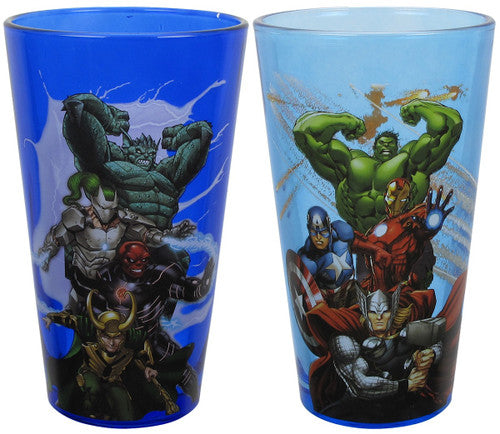 Avengers Heroes and Villains Pint Glass Set in Red