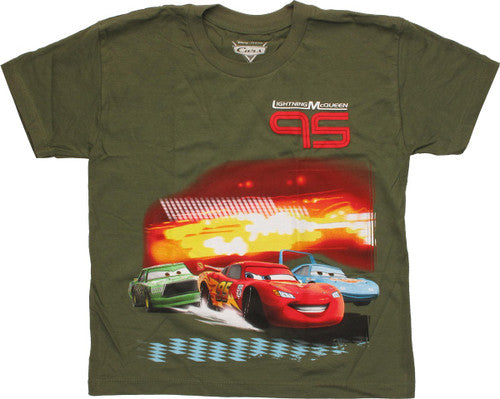 Cars Lightning McQueen Olive Green Juvenile Shirt