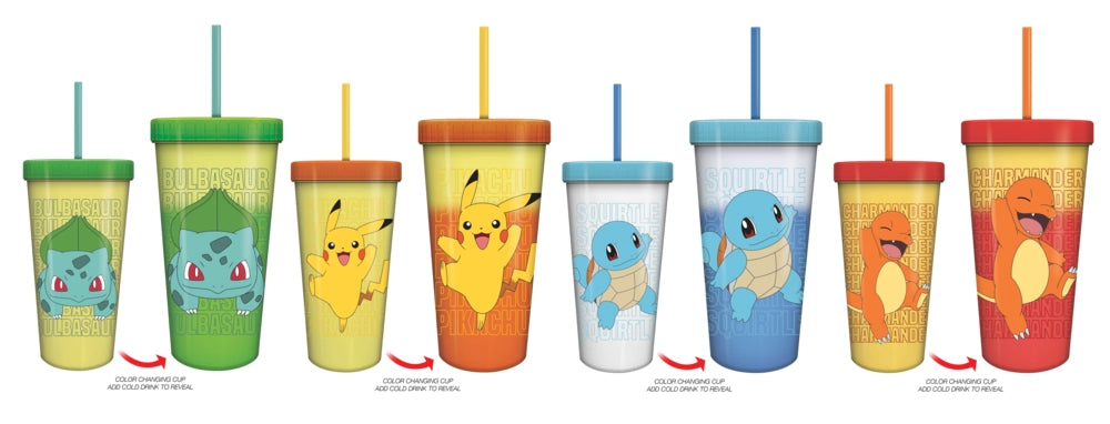 Pokmon Pikachu & Starters 24oz Color Change Tumbler 4-Pack  FYE