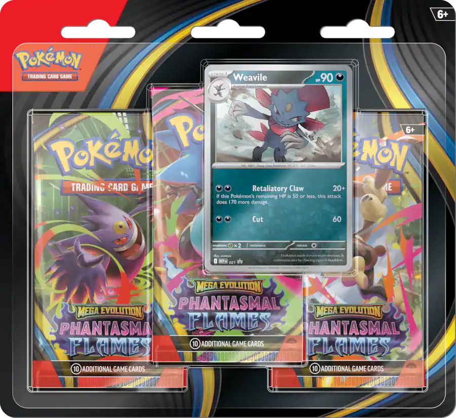 Pokémon - Trading Card Game: Mega Evolution - Phantasmal Flames 3Pk Booster - Styles May Vary