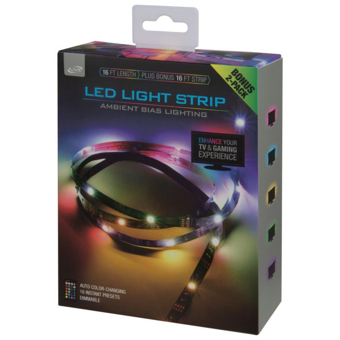 LED 16ft Light Strip 2-Pack