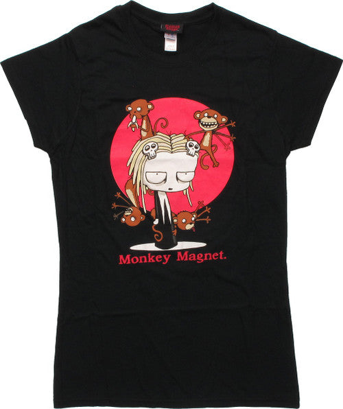 Lenore Monkey Magnet Black Juniors T-Shirt