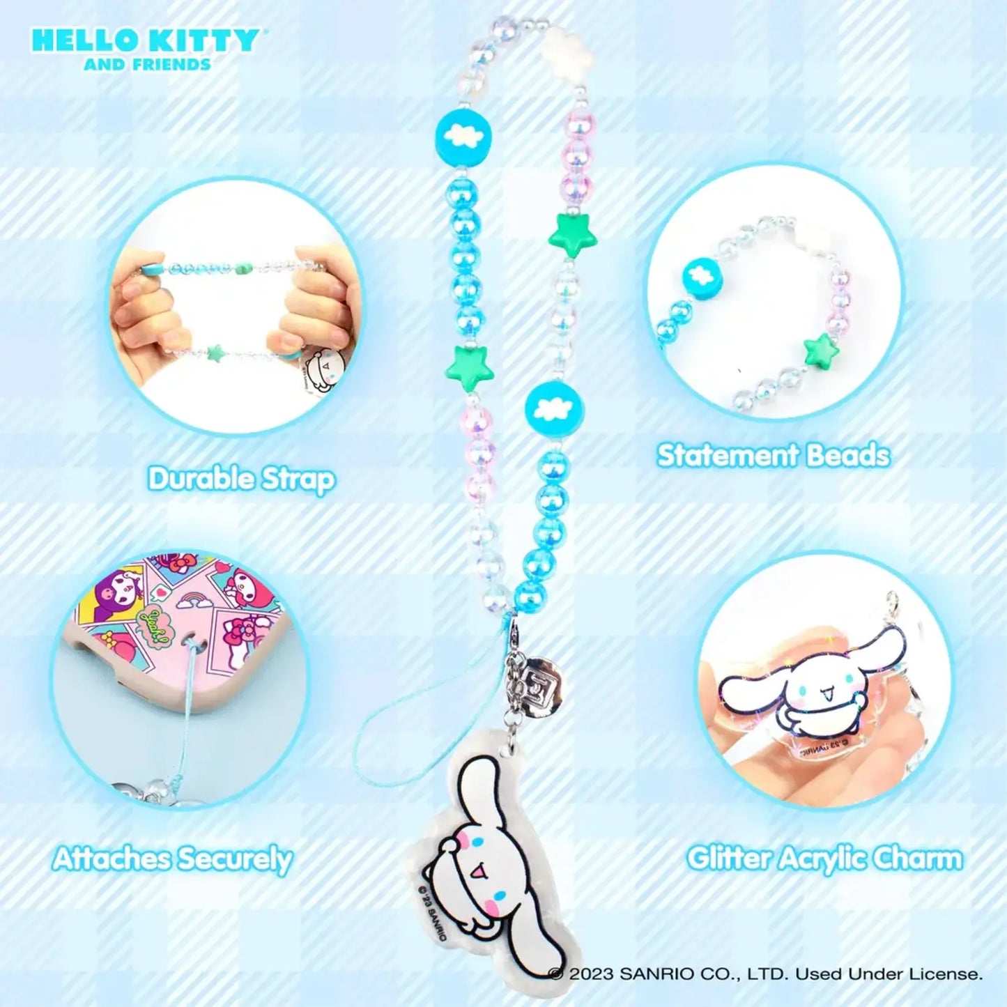 Sanrio Beaded Charm Wrist Strap - Cinnamoroll