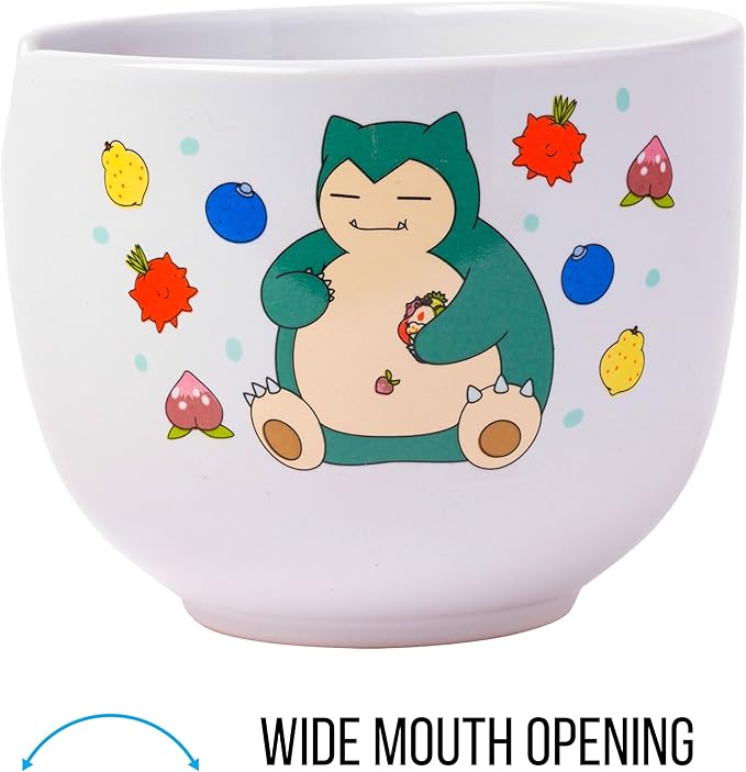 Pokemon Snorlax Relaxing and Eating Food Ceramic Ramen Bowl