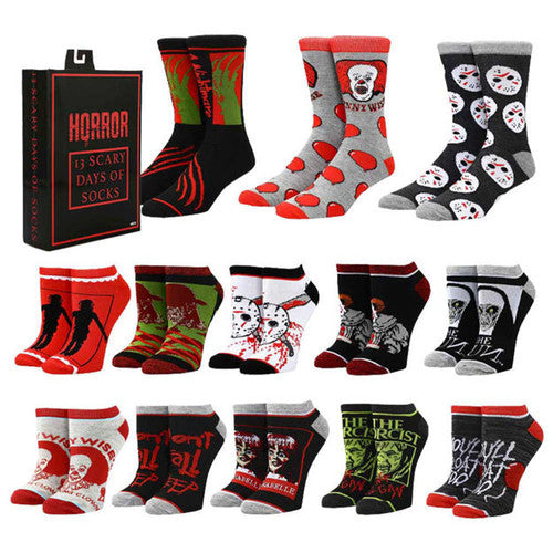 Horror Scary Days 13 Pack Socks Set in Red
