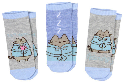 Pusheen So Relaxed 3 Pack Ankle Socks Set in Blue Pusheen the Cat