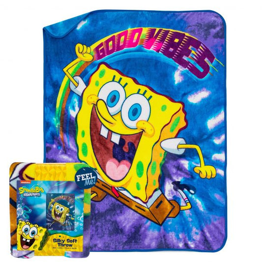 SpongeBob Good Vibes Tie Dye Throw Blanket