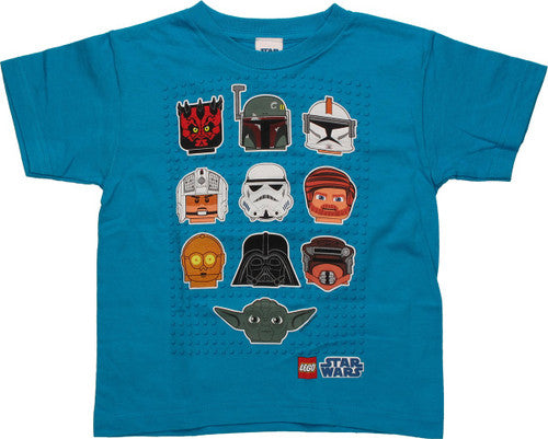 Star Wars Lego Heads Blue Juvenile T-Shirt – FYE