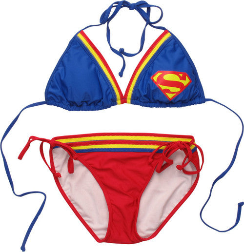 Superman Logo Triangle String Bikini Swimsuit