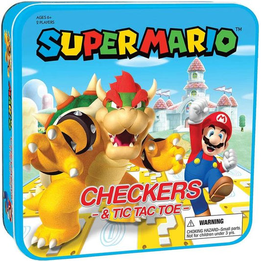 Nintendo Super Mario Vs. Bowser Checkers & Tic Tac Toe Game Tin