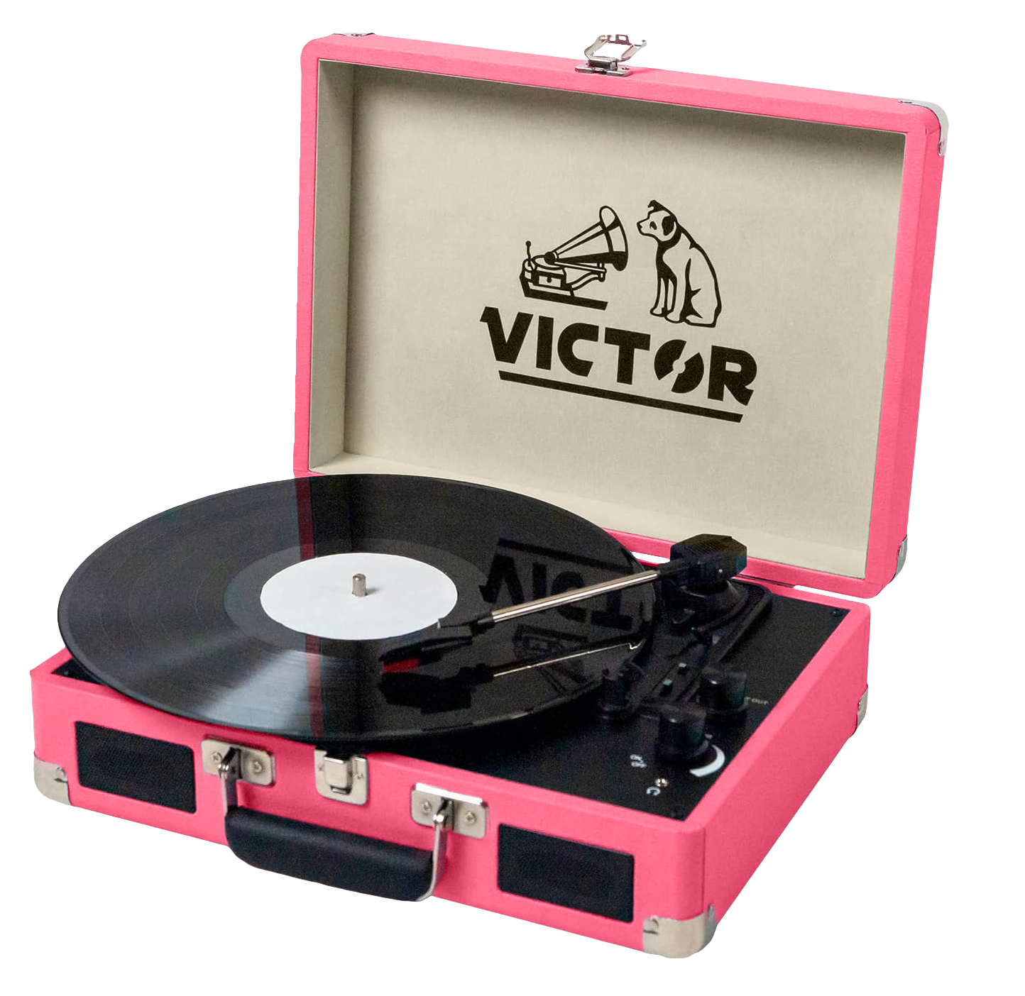 Victor Metro Dual-Bluetooth Belt-Drive Suitcase Turntable - Pink