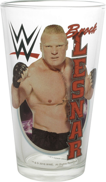 WWE Brock Lesnar Pint Glass in Red