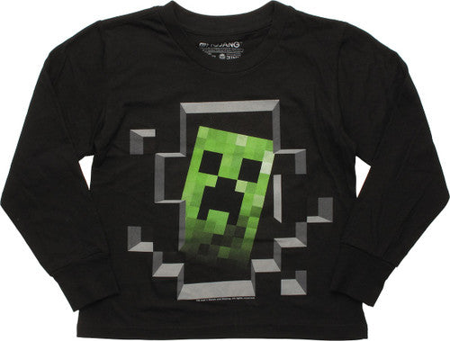 Minecraft Creeper Peek Long Sleeve Youth T-Shirt