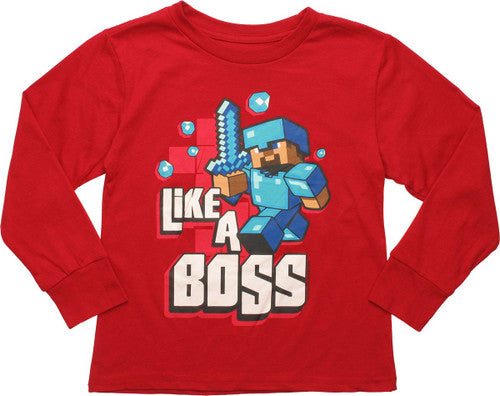 Minecraft Like a Boss Long Sleeve Youth T-Shirt