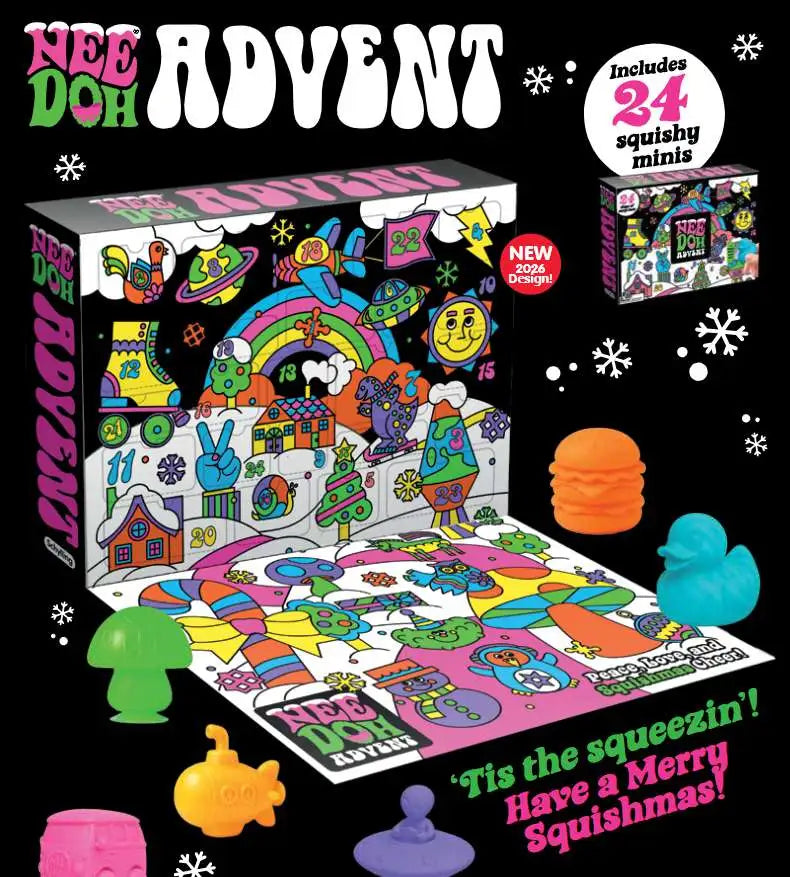 NeeDoh 2026 Squishmas Advent Calendar Stress Ball Set [24 RANDOM Squishy Minis!]