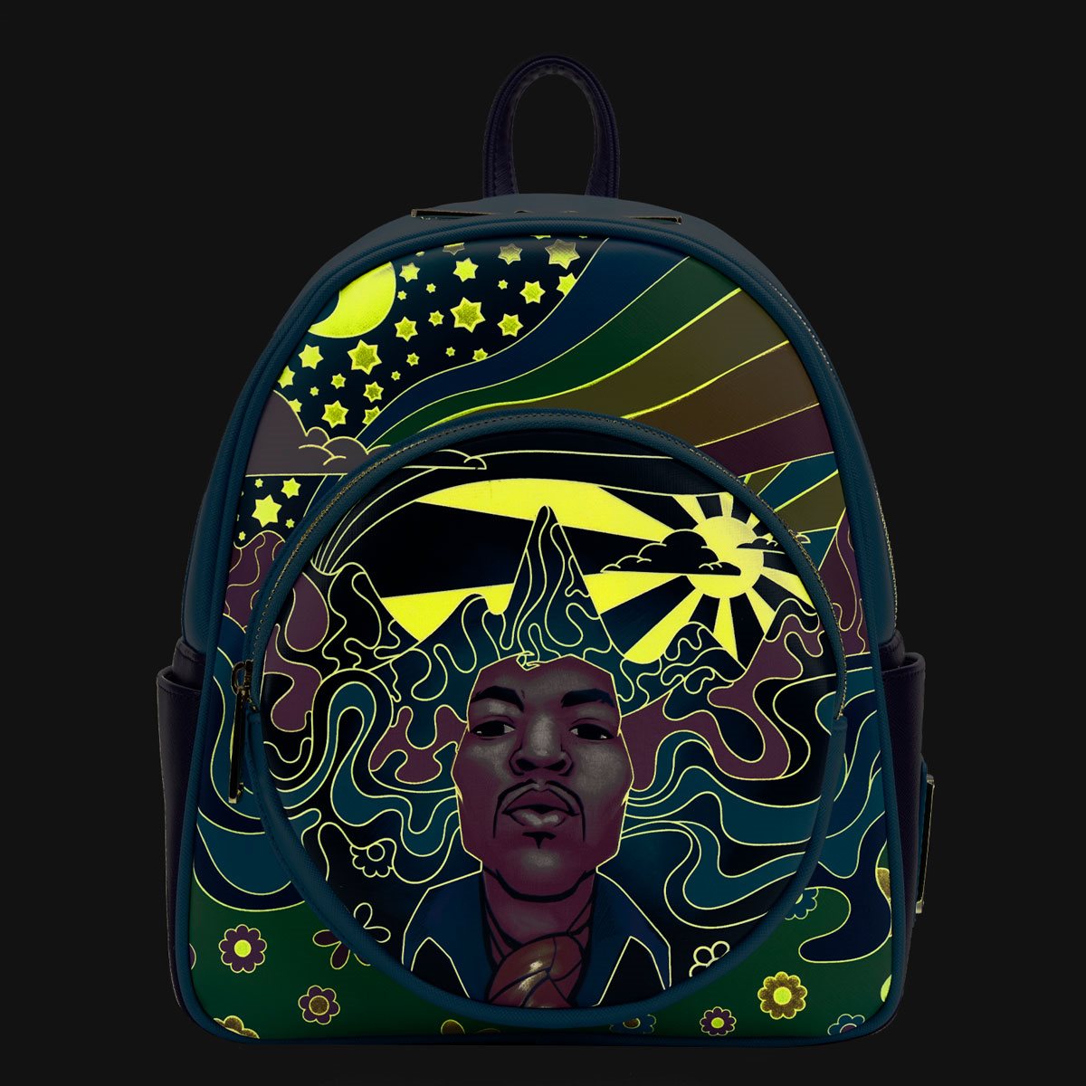 Loungefly Jimi Hendrix Psychedelic Glow Landscape Zip Mini Backpack