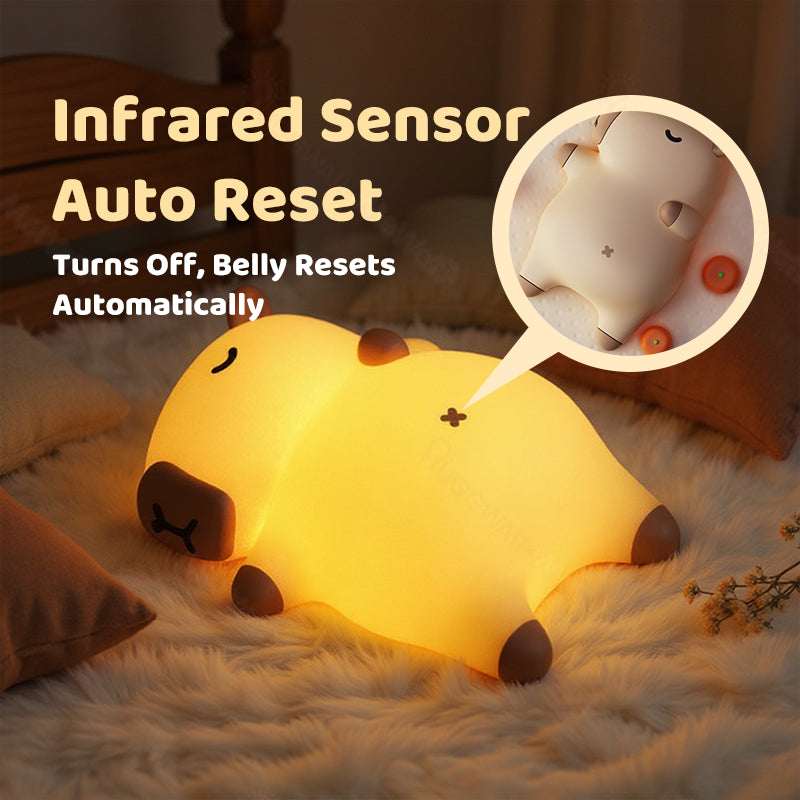 Sleeping Capybara Breathing Squishy Silicone Companion Sound LED Night Light