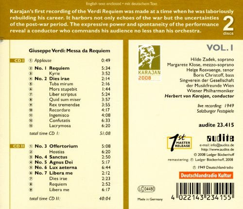 Verdi/ Wiener Philharmoniker/ Von Karajan - Requiem