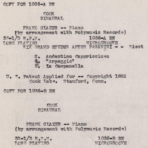 Frank Glazer - Paganini Variations