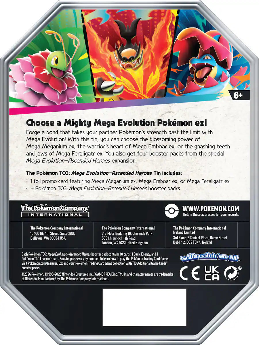 Pokémon - Trading Card Game: Mega Evolution - Ascended Heroes Tin - Styles May Vary