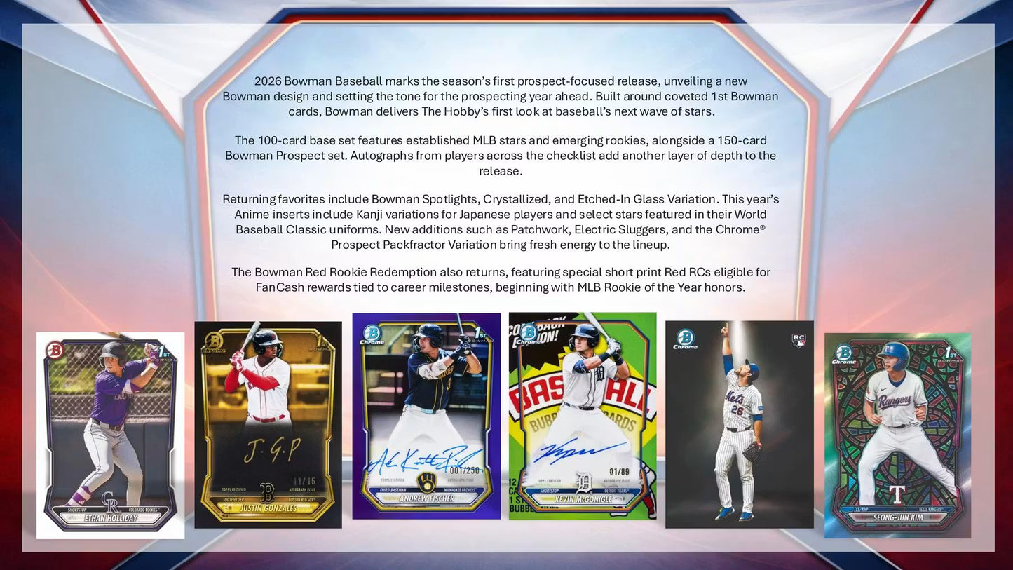 2026 Bowman Baseball Mega Box (contents may vary)