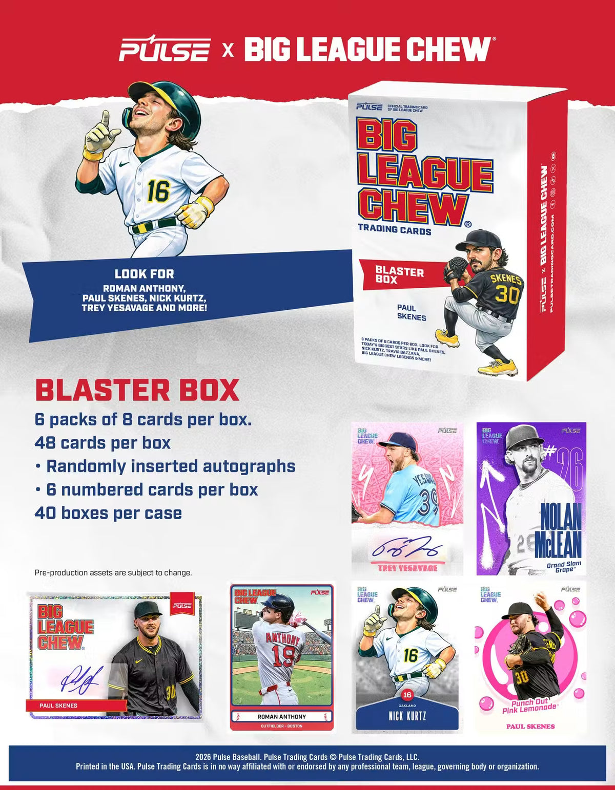 MLB Pulse 2026 Big League Chew Baseball Trading Card BLASTER Box