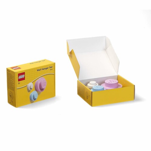 LEGO Wall Hangers 3 Piece Multipack, White, Light Blue & Pink