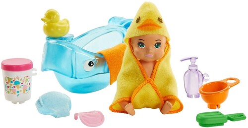 Barbie Skipper Babysitters Inc. Feeding and Bath-Time Playset, with Duck Towel