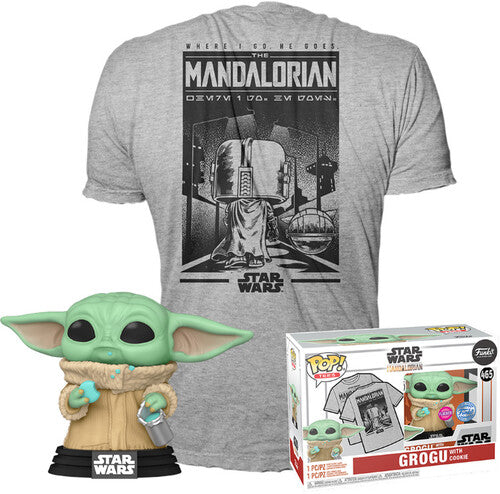 FUNKO POP! & TEE: Star Wars - The Mandalorian - Grogu with Cookie - L