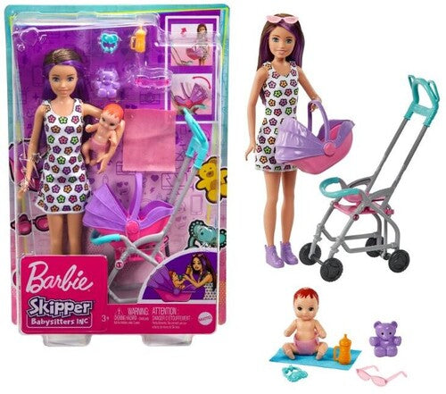 Barbie Skipper Babysitters Inc. Stroller Playset, Brunette and Purple Hair
