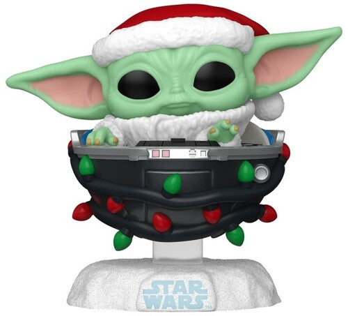 FUNKO POP! Star Wars: The Mandalorian Holiday - Grogu with Santa Hat in Pram