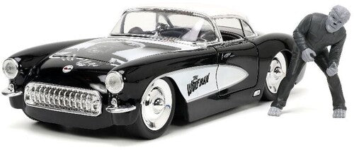 Universal Monsters - Hollywood Rides - 1:24 1957 Chevy Corvette Die-Cast Car & Wolfman Figure