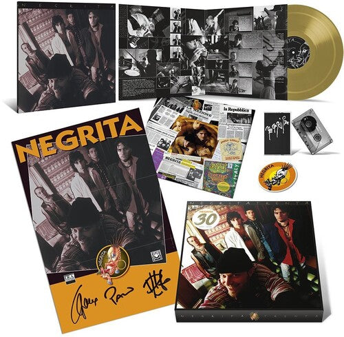 Negrita - Negrita Trenta - Gold Vinyl, Cassette, Autographed Poster, Patch & Photobook