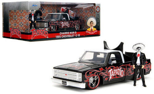 Tapatio - Hollywood Rides - 1:24 1985 Chevy C10 with Bottle Holder & Charro Man Figure (Day of the Dead)