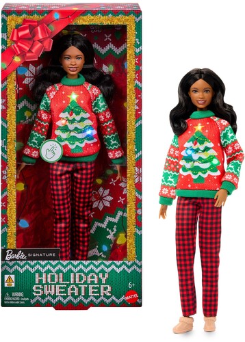 Barbie Signature Holiday Sweater Doll, Christmas Tree, Black