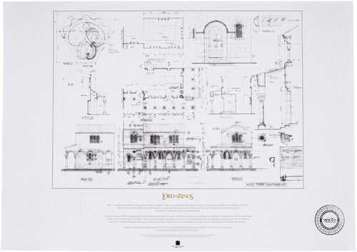 WETA Workshop - The Lord of the Rings Trilogy - The Courtyard of Minas Tirith Blueprint Replica Art Print