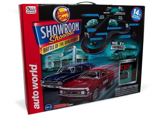 Auto World - Showroom Shootout: Battle of the Dealerships HO Slot Race Set 14'