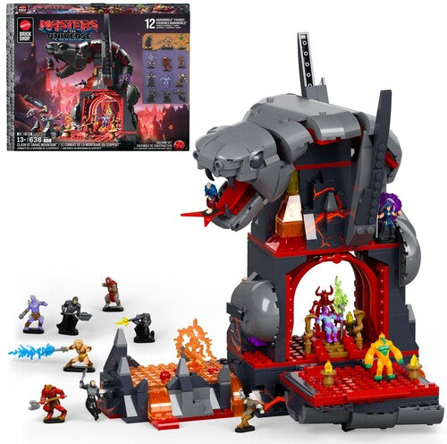 Mattel Brick Shop Masters of the Universe Clash at Snake Mountain Building Set, 636 Piece Collectible Building Toy Set (He-Man, MOTU)