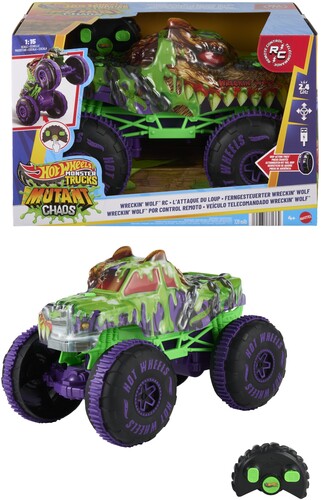 Hot Wheels Monster Trucks 1:15 Mutant Chaos Wreckin' Wolf RC Vehicle