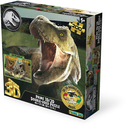 Jurassic World T-Rex vs Atrociraptors 200pc 18x12 in 3D/2D Double-Sided Puzzle