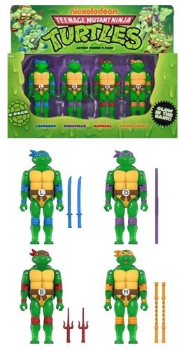 Teenage Mutant Ninja Turtles - ReAction+ Figures - Mutagen Ooze Turtles (4-Pack, Glow) (TMNT)