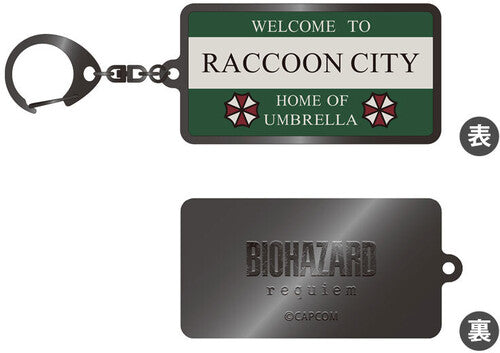 Resident Evil: Requiem - Metal Keychain - Raccoon City Welcome Sign