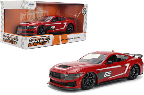 Big Time Muscle - 1:24 2024 Ford Mustang Dark Horse Glossy Red Die-Cast Car