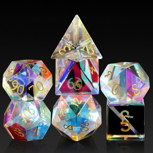 Glass Dice Rainbow K9 Glass 7pcs Set
