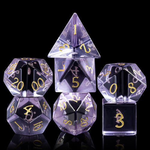 Glass Dice Amethyst Zircon 7pcs Set